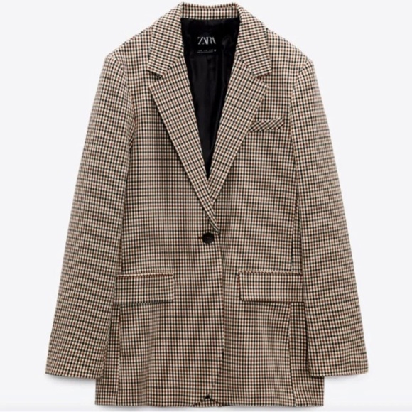 Zara Jackets & Blazers - Zara Women's Plaid Check Blazer in Brown and Black